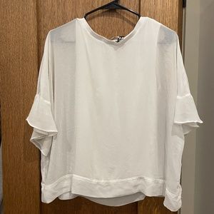 Zara Flowy Blouse With Interior Tank - White - XS (fits like S)